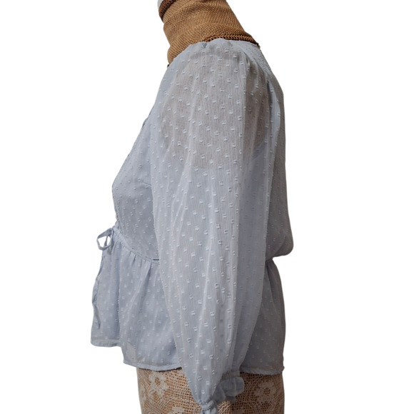 Baby Blue Swiss Dot Princess Top with Bow size M - Picture 5 of 6